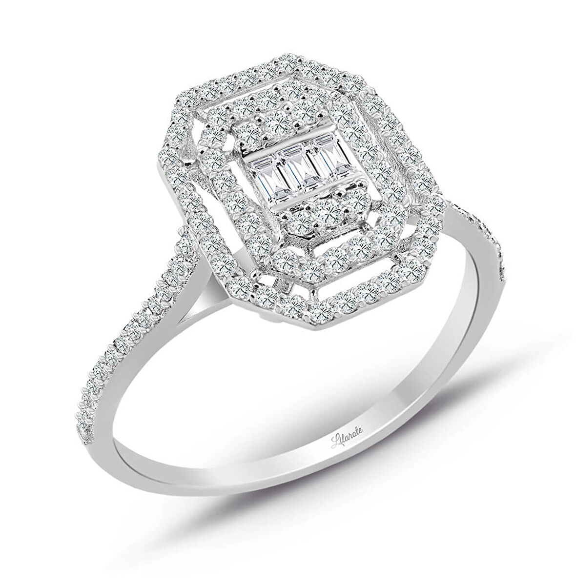 0.45 Ct Modern Tasarım Baget Kare Tektaş Yüzük