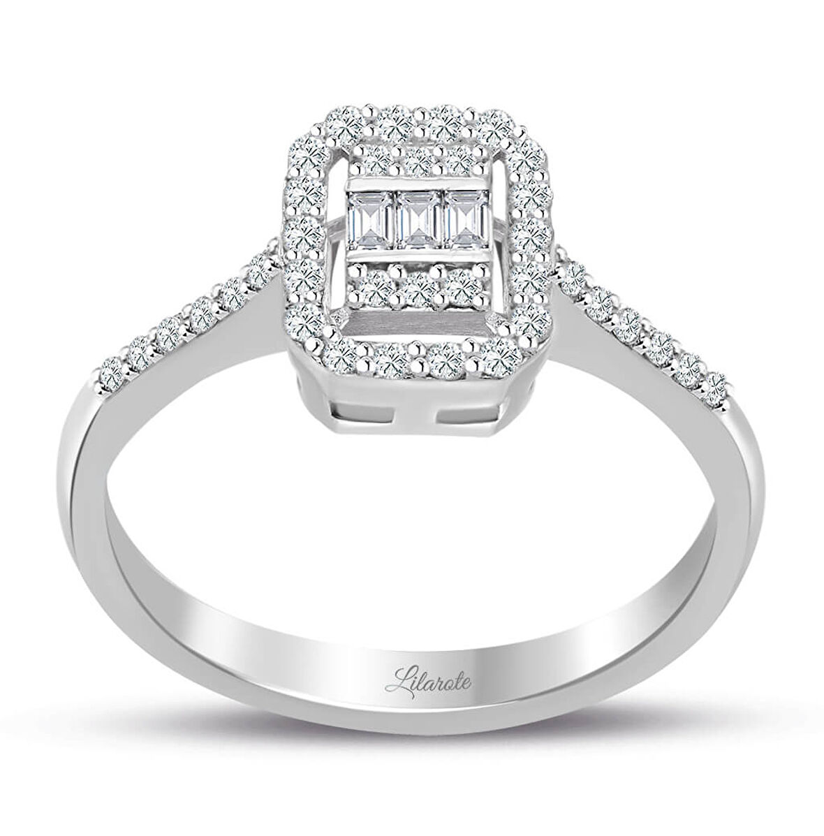 0.35 Ct. Modern Tasarım Baget Kare Tektaş Yüzük