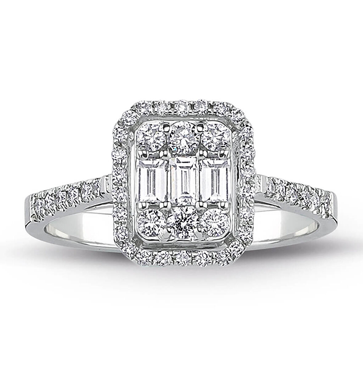 0.60 Ct Modern Tasarım Baget Kare Tektaş Yüzük
