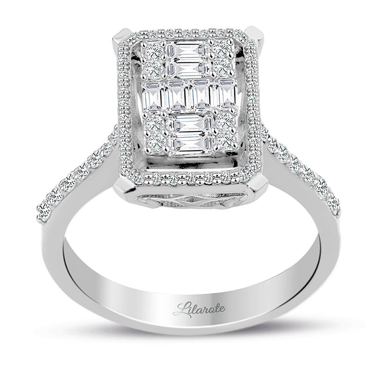 0.80 Ct Modern Tasarım Baget Kare Tektaş Yüzük