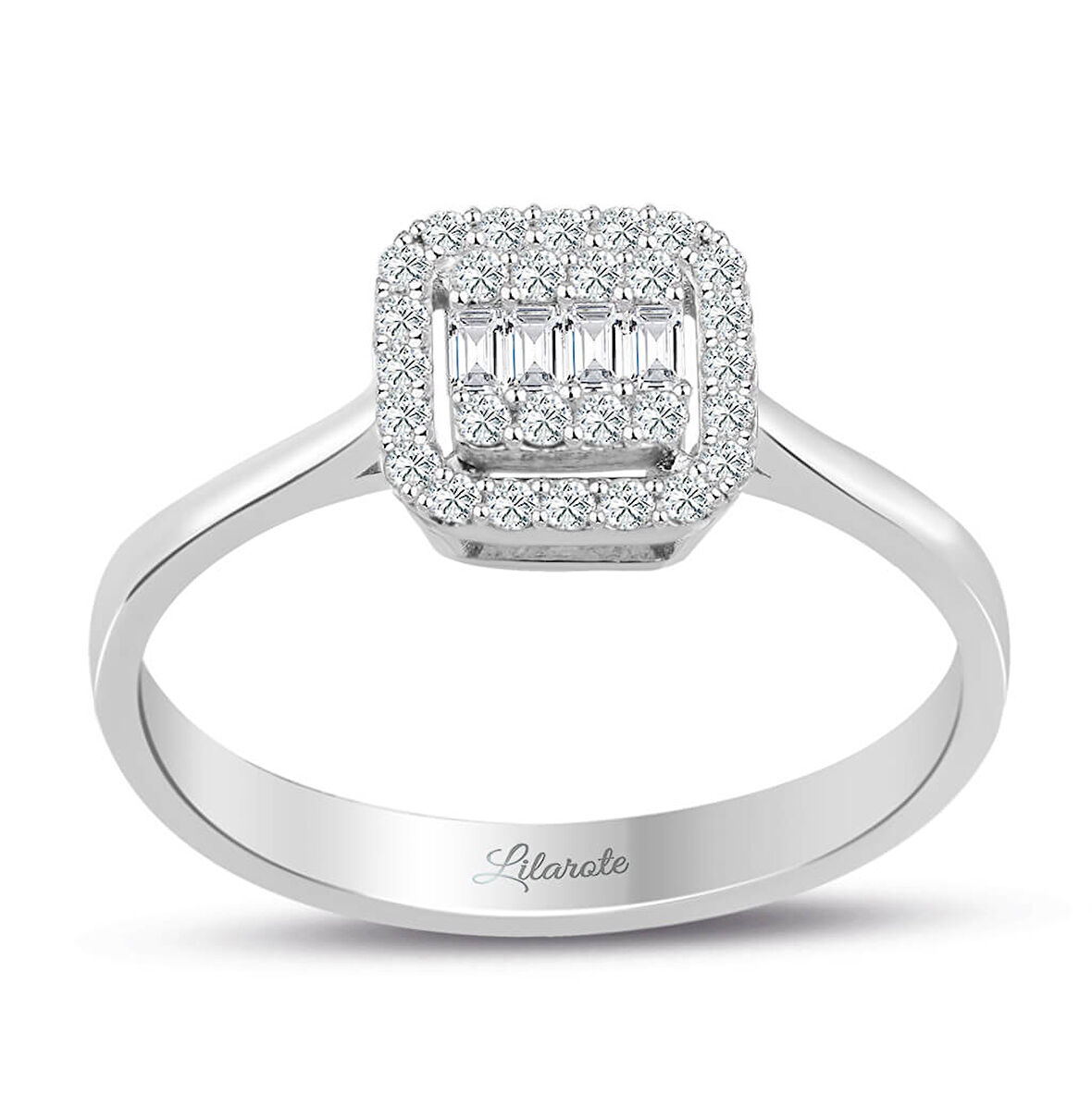 0.25 Ct Modern Tasarım Baget Kare Tektaş Yüzük