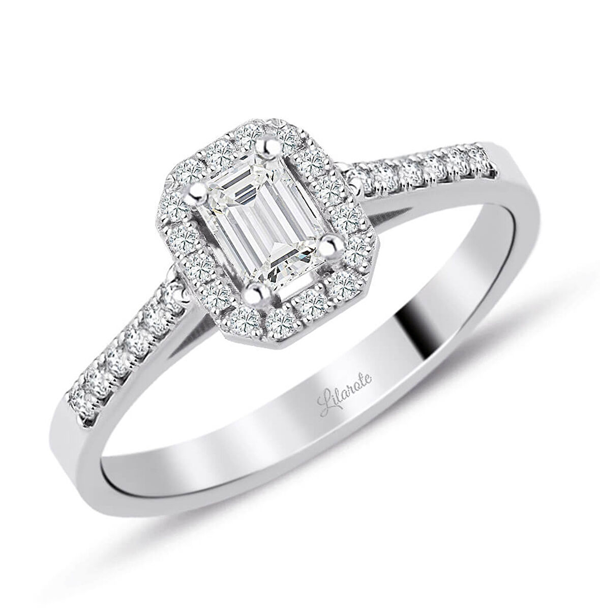 Emerald Kesim Baget Pırlanta Yüzük