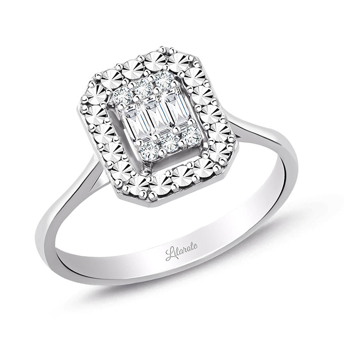 0.15 Ct. Modern Tasarım Baget Kare Tektaş Yüzük