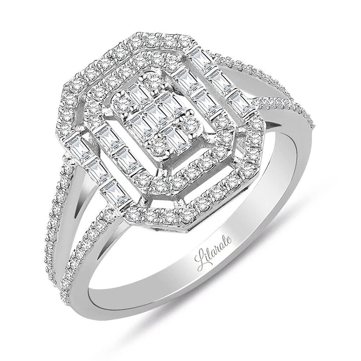 0.75 Ct Modern Tasarım Baget Kare Tektaş Yüzük