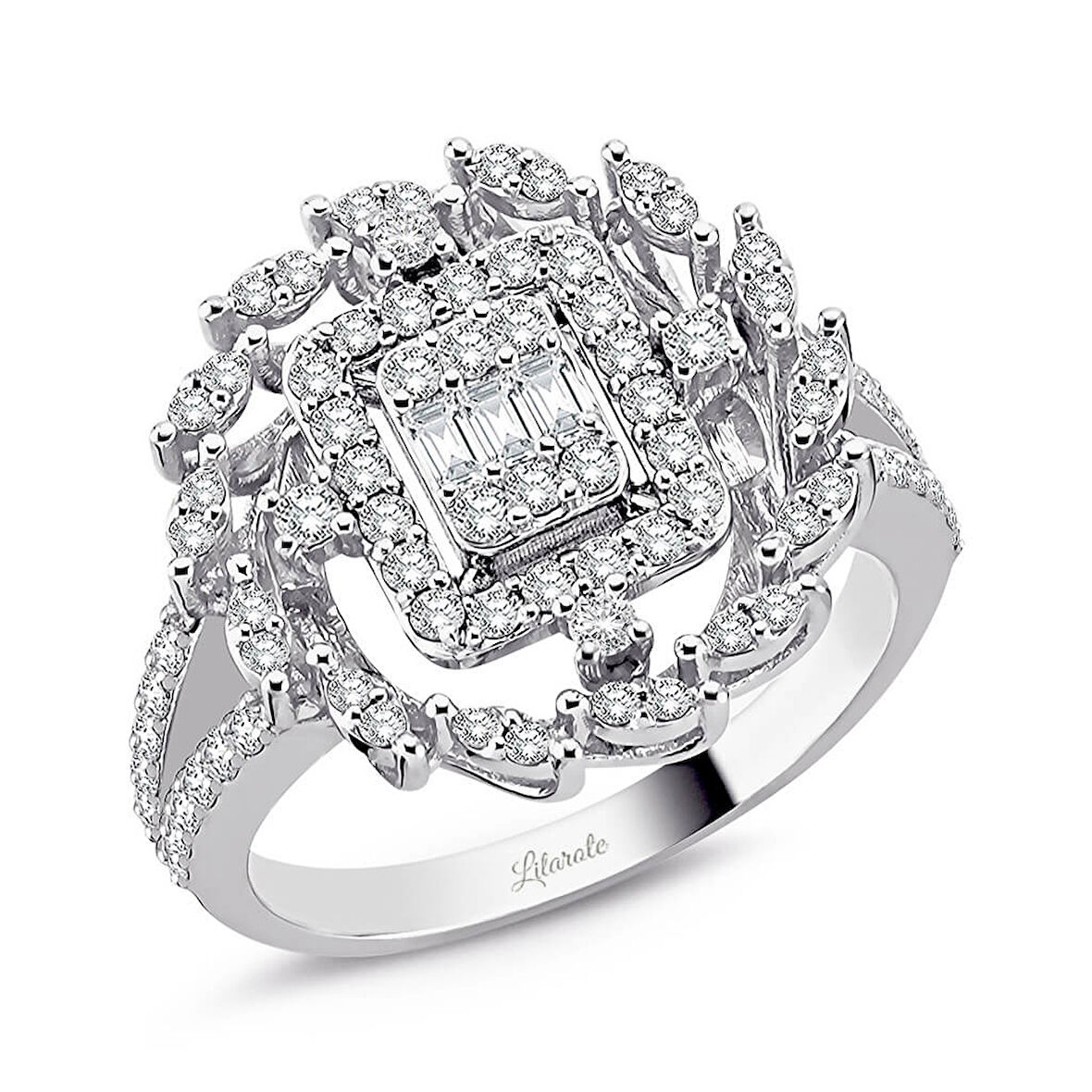 0.80 Ct Baget Pırlanta Modern Tasarım Yüzük