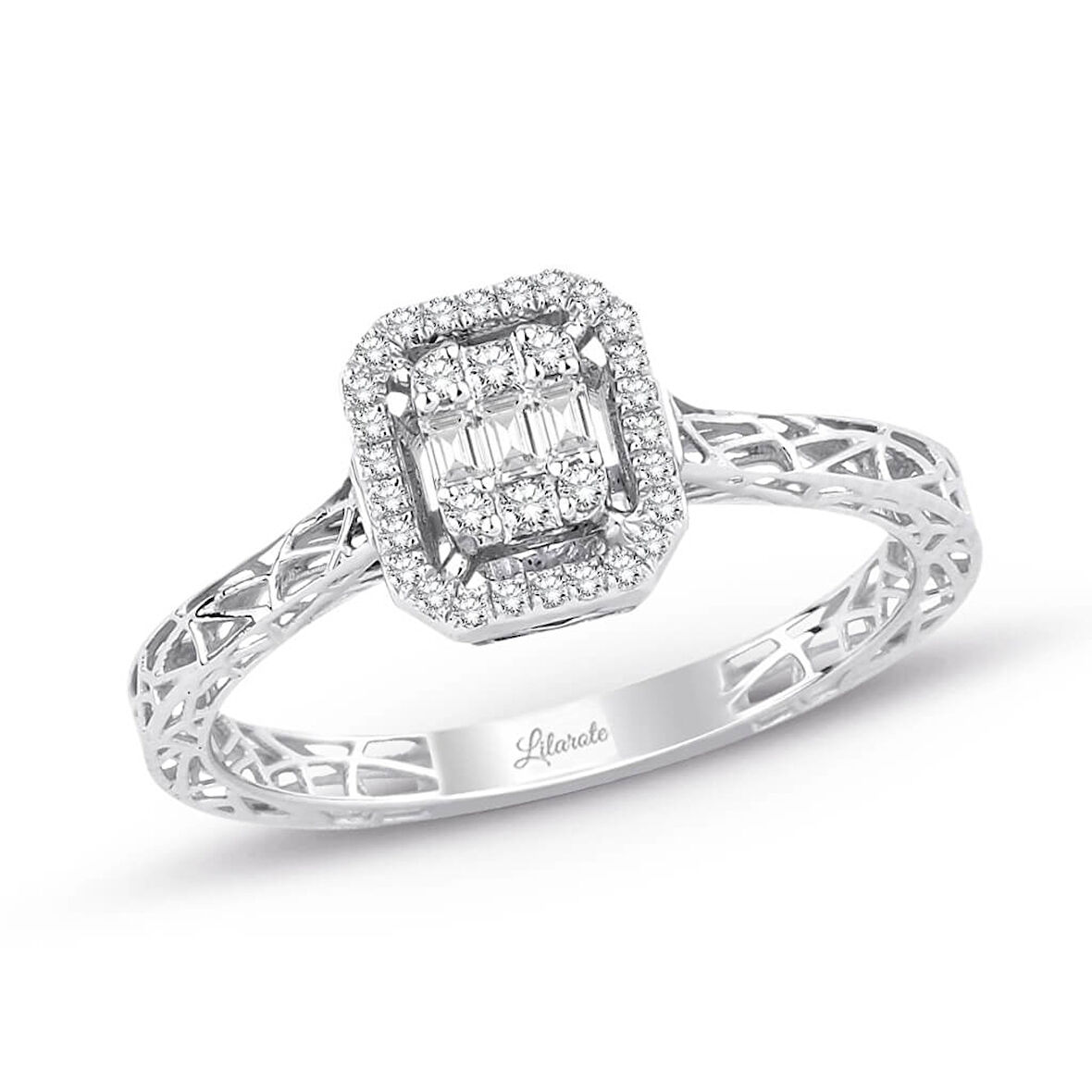 0.17 Ct. Modern Tasarım Baget Pırlanta Yüzük