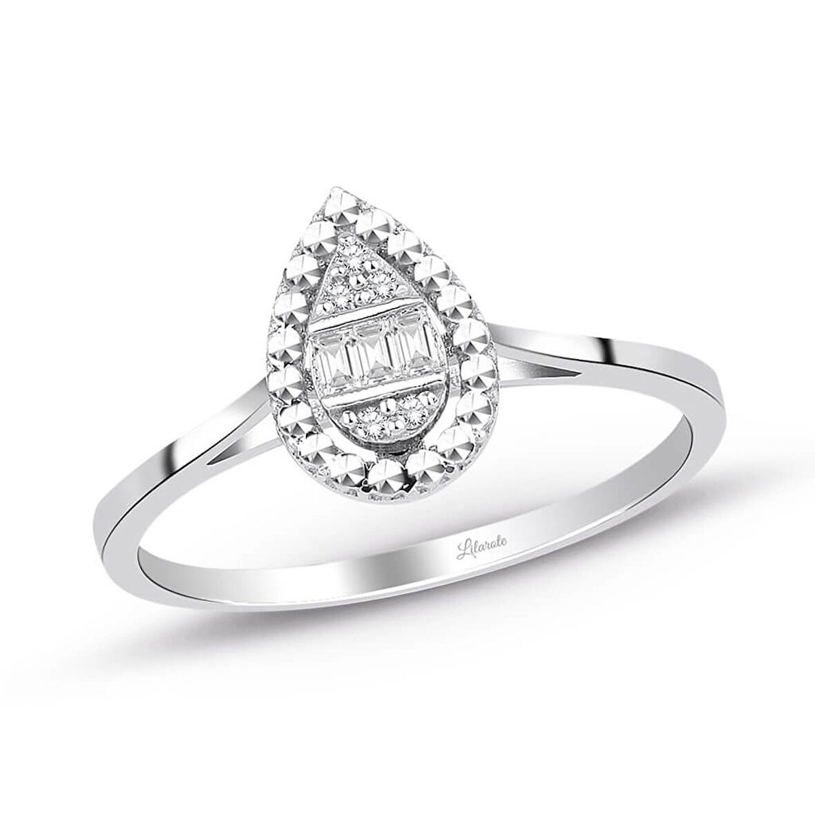 0.06 Ct. Modern Tasarım Baget Pırlanta Yüzük