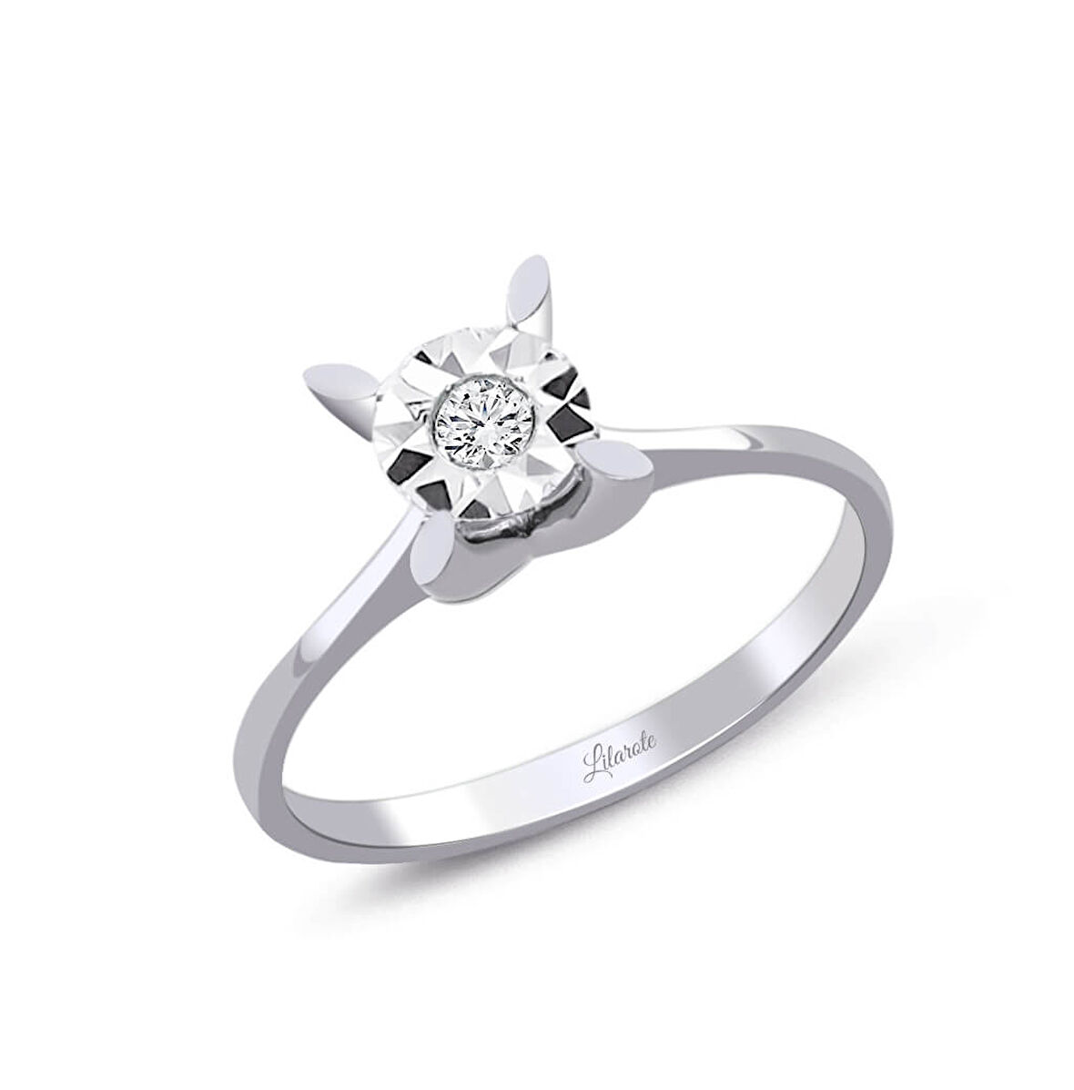 0.06 Ct Lazerli Pırlanta Badem Tırnak Tektaş Yüzük