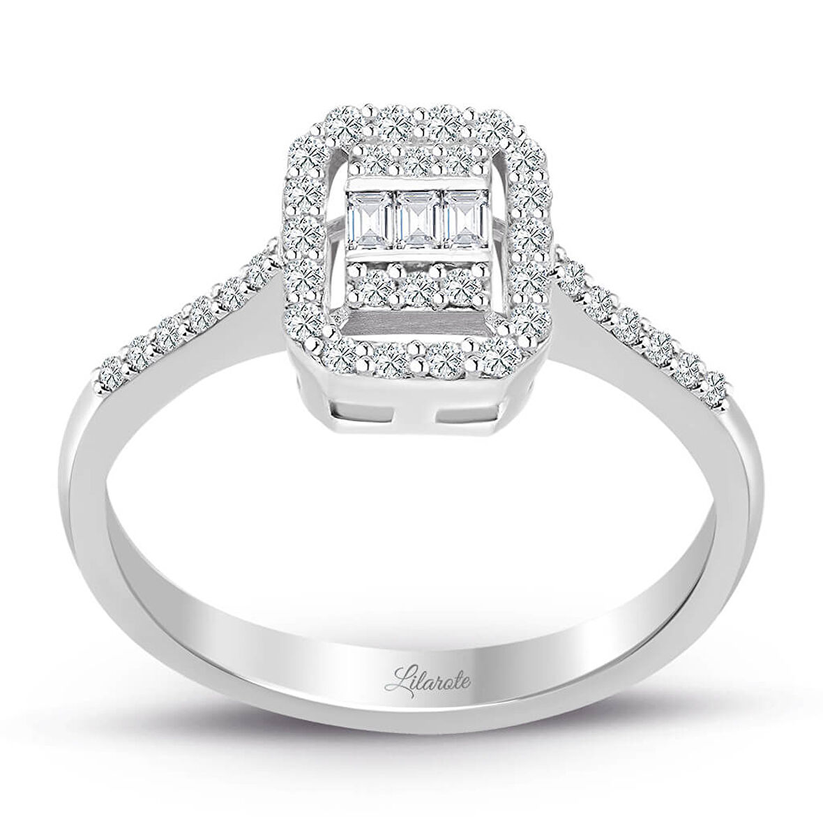 0.35 Ct. Baget Kare Modern Tasarım Tektaş Yüzük