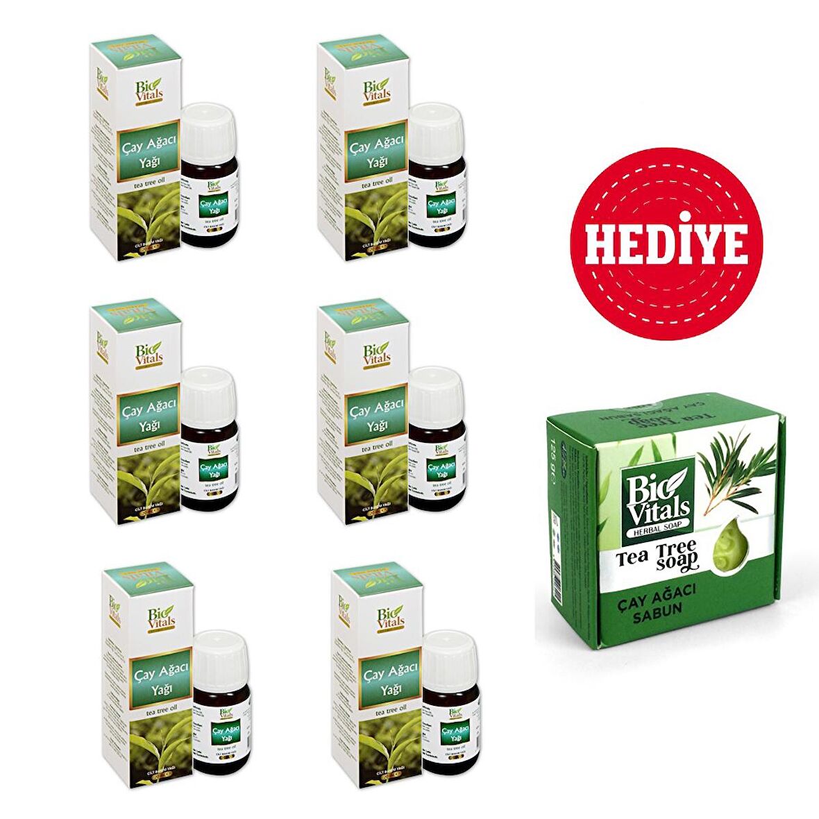 6 Adet Çay Ağacı Yağı 20 ml Hediye 1 Adet Çay Ağacı Sabunu 125 gr