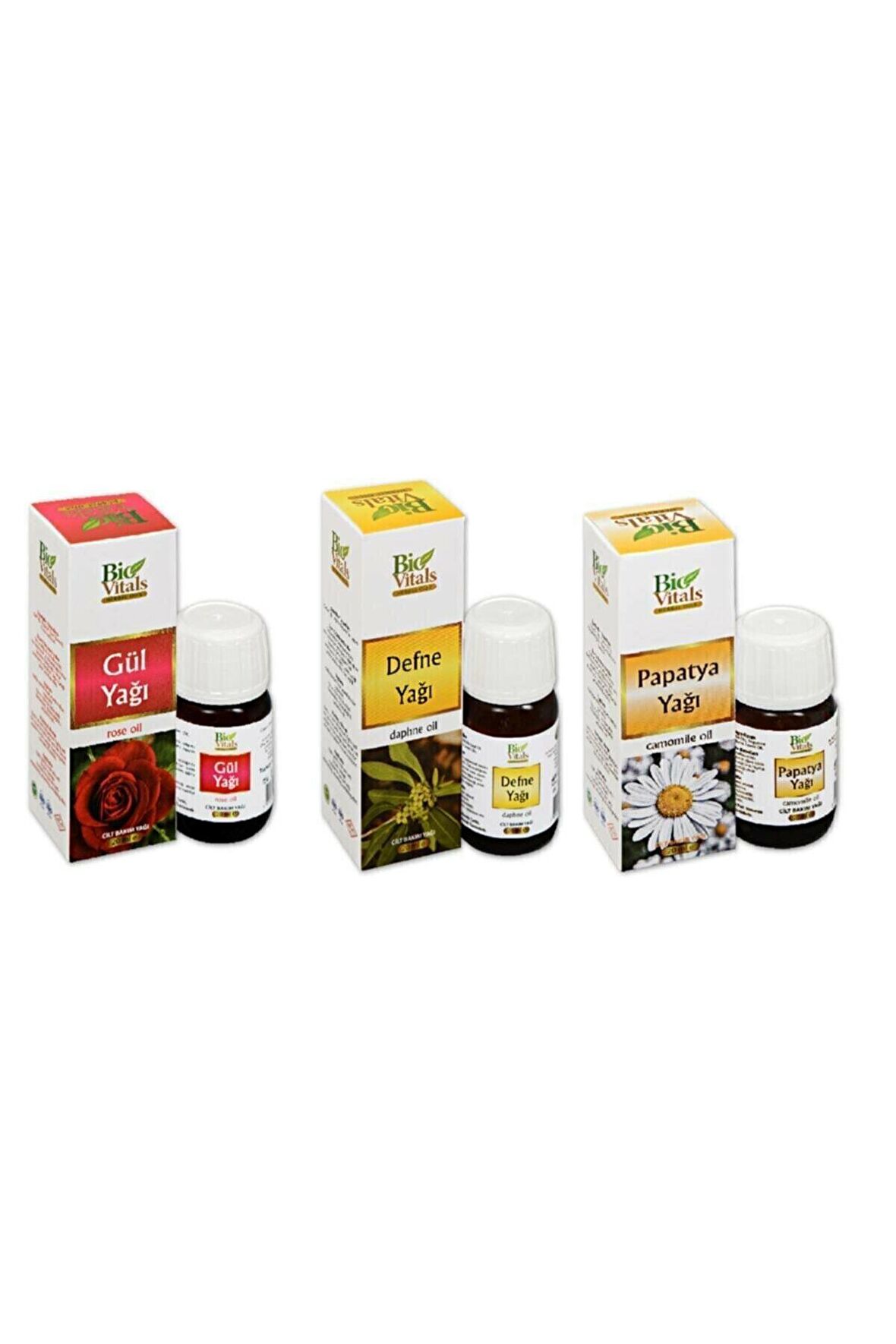 Papatya-gül-defne Aromatik 3 Adet Masaj-cilt Bakım Yağ Seti 20 Ml