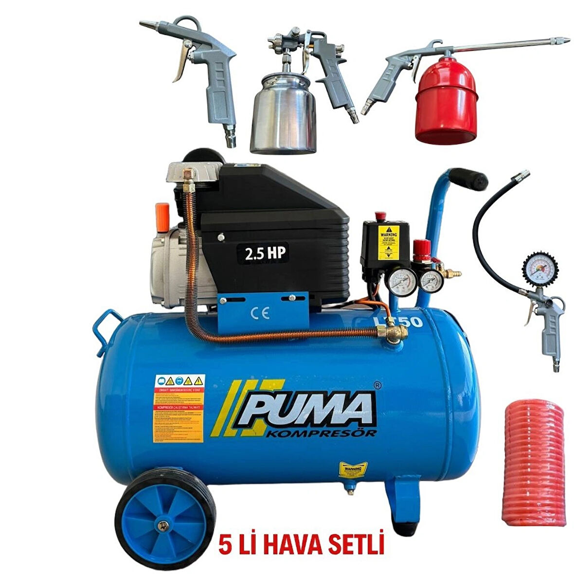 POWER 50 Litre 2.5 HP 220 Volt Akuple Pistonlu Kompresör