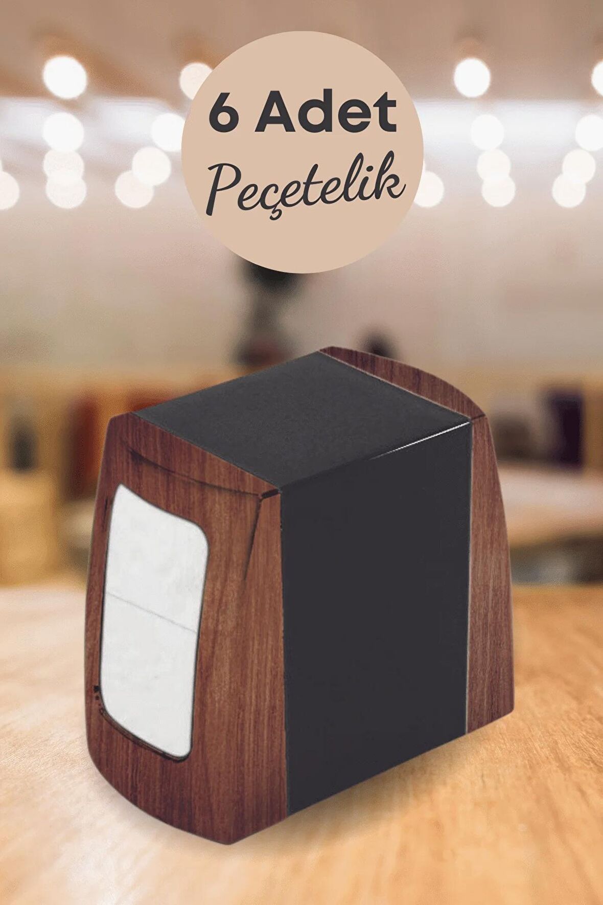 6 Adet Ahşap Detaylı Peçetelik Kafe Restaurant Lokanta Büfe Otel Peçetelik