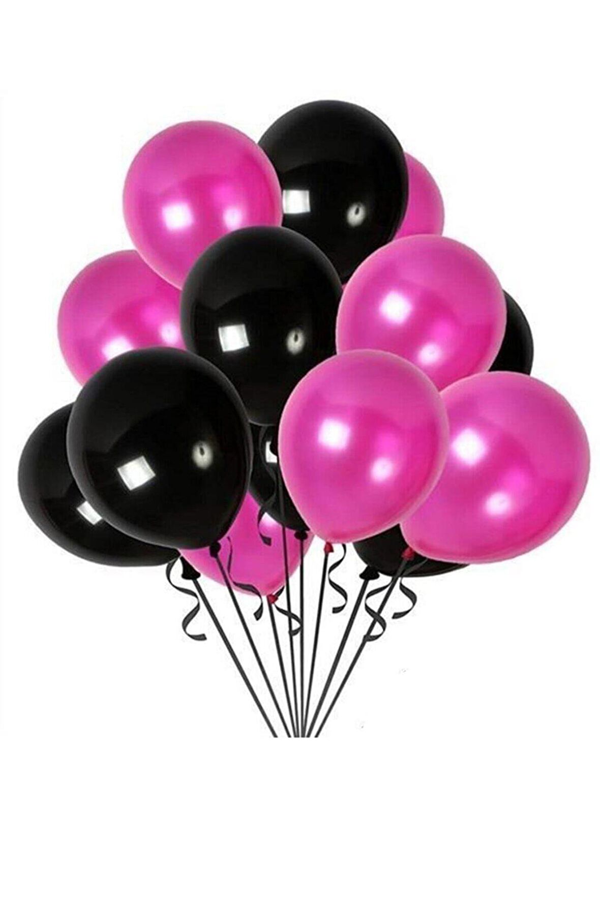 Fuşya - Siyah Karışık Metalik Balon 10 adet