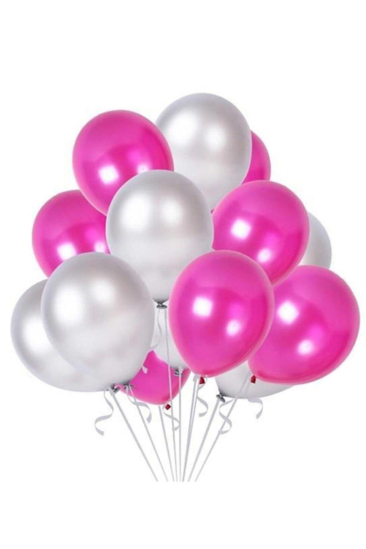 Fuşya - Gümüş Karışık Metalik Balon 10 adet
