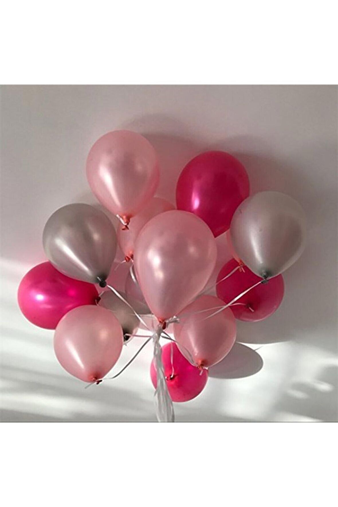Fuşya - Pembe - Gümüş Karışık Metalik Balon 30 adet