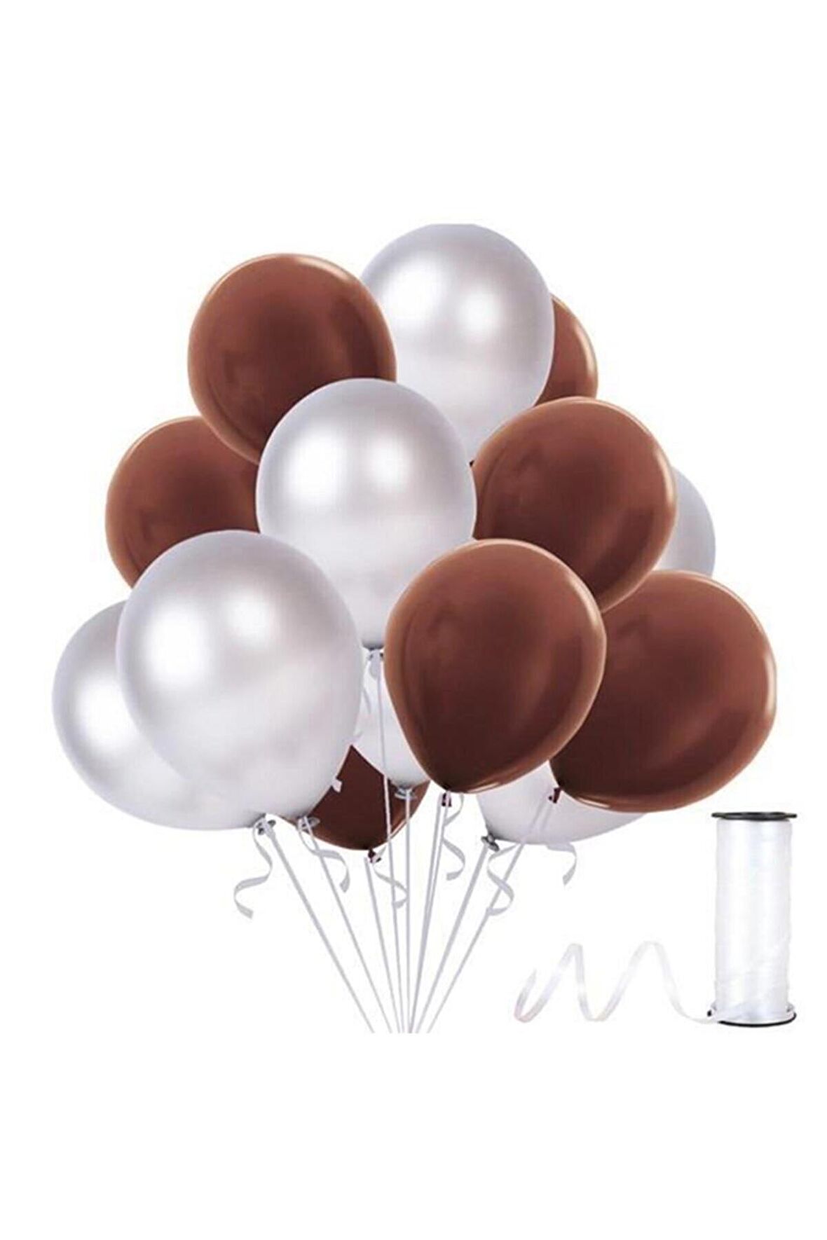 Kahverengi - Gümüş Metalik Balon 50 Adet