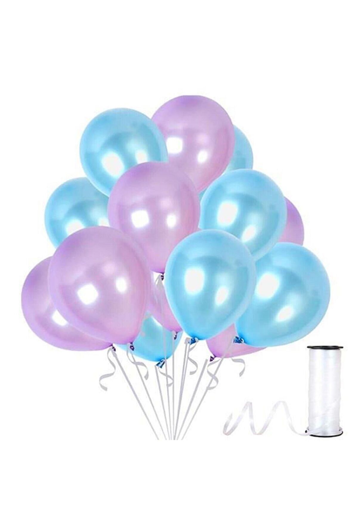 Açık Mavi - Lila Metalik Balon 50 Adet