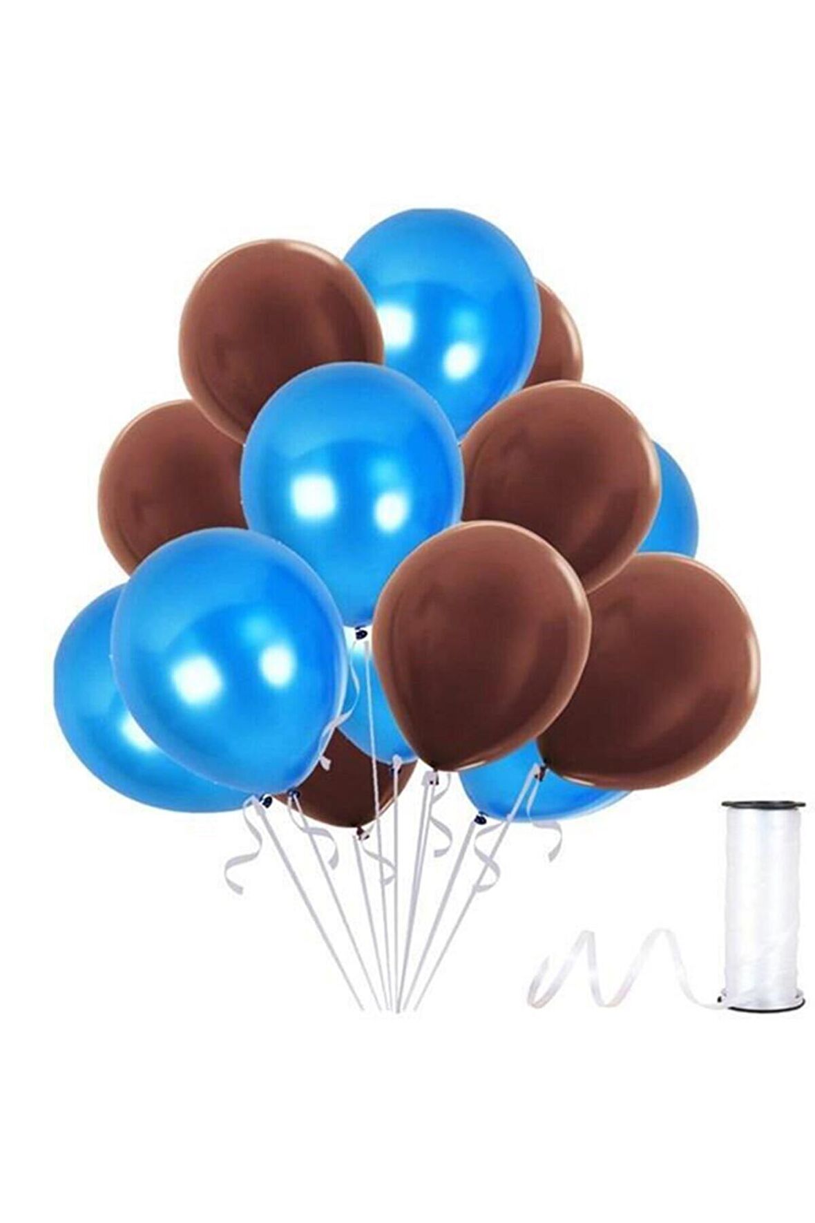 Kahverengi - Koyu Mavi Metalik Balon 50 Adet