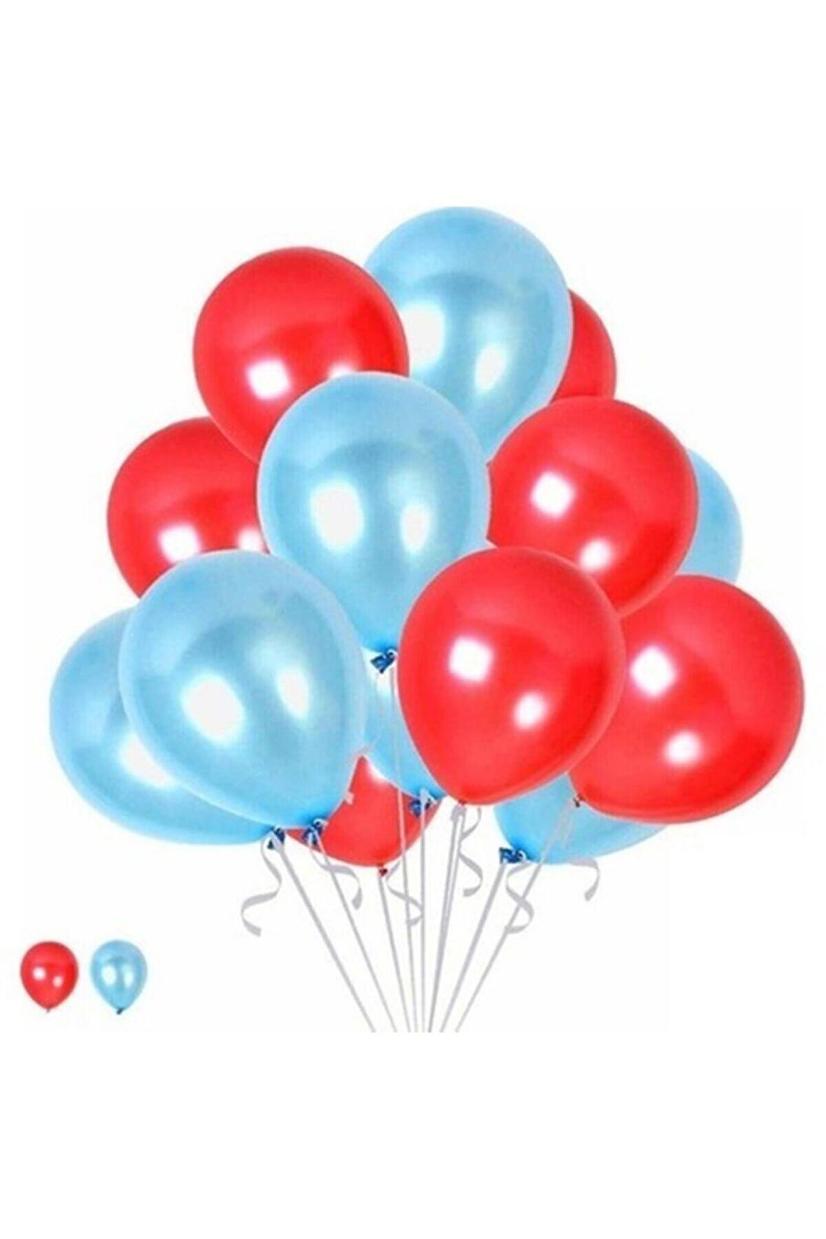 Kırmızı - Açık Mavi Metalik Balon 50 Adet