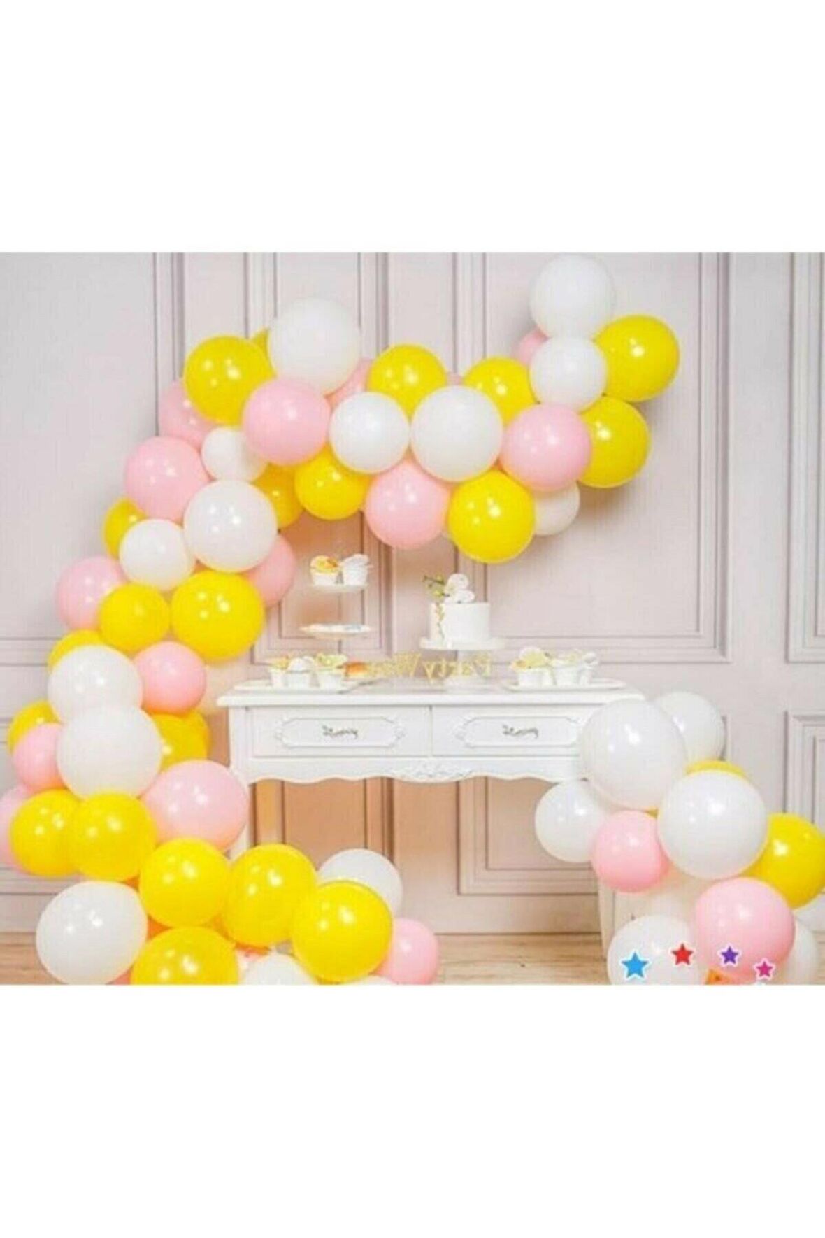 50 Adet  Parti Balonu (Sarı - Beyaz - Pembe)