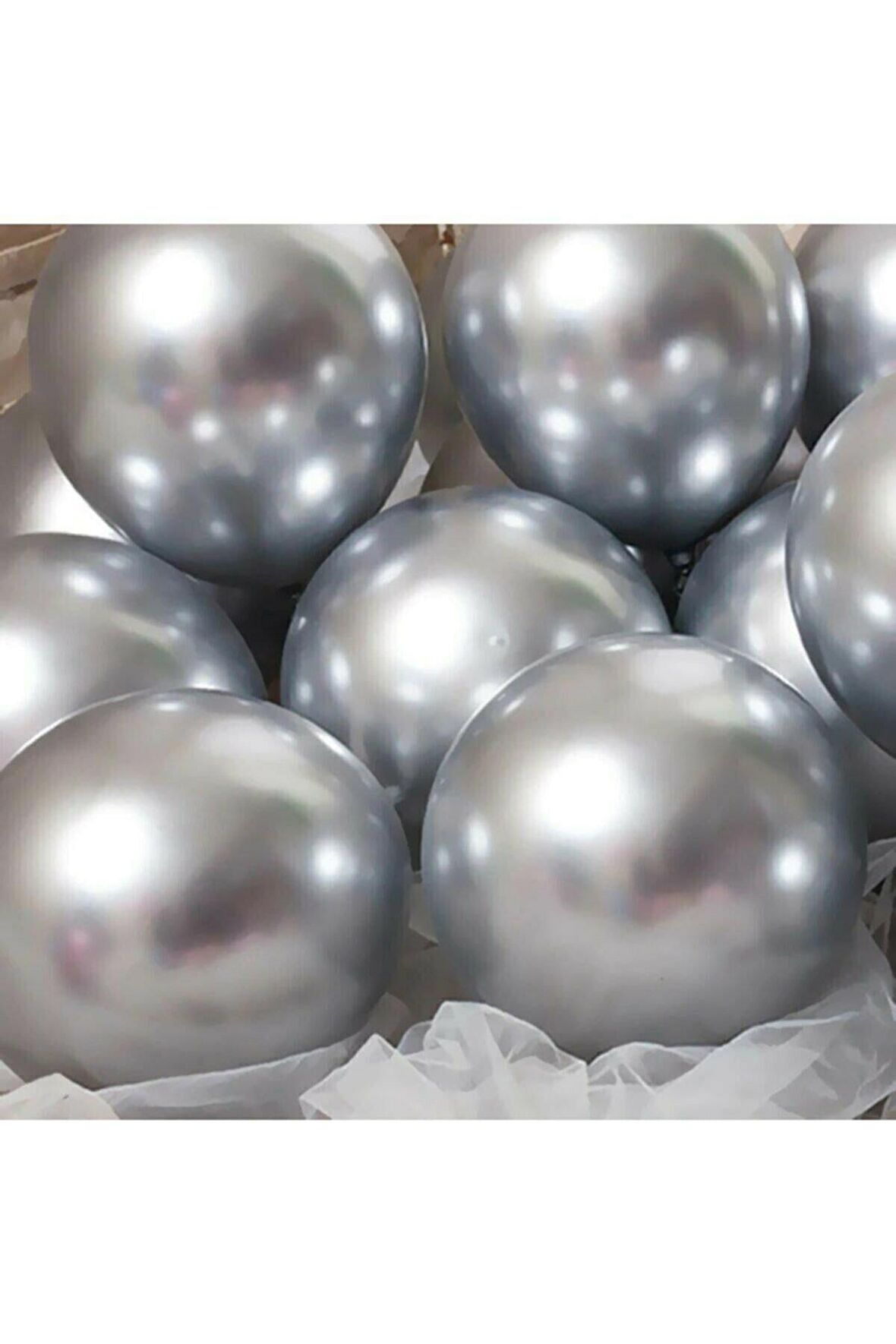 Metalik Gümüş Balon 50'li
