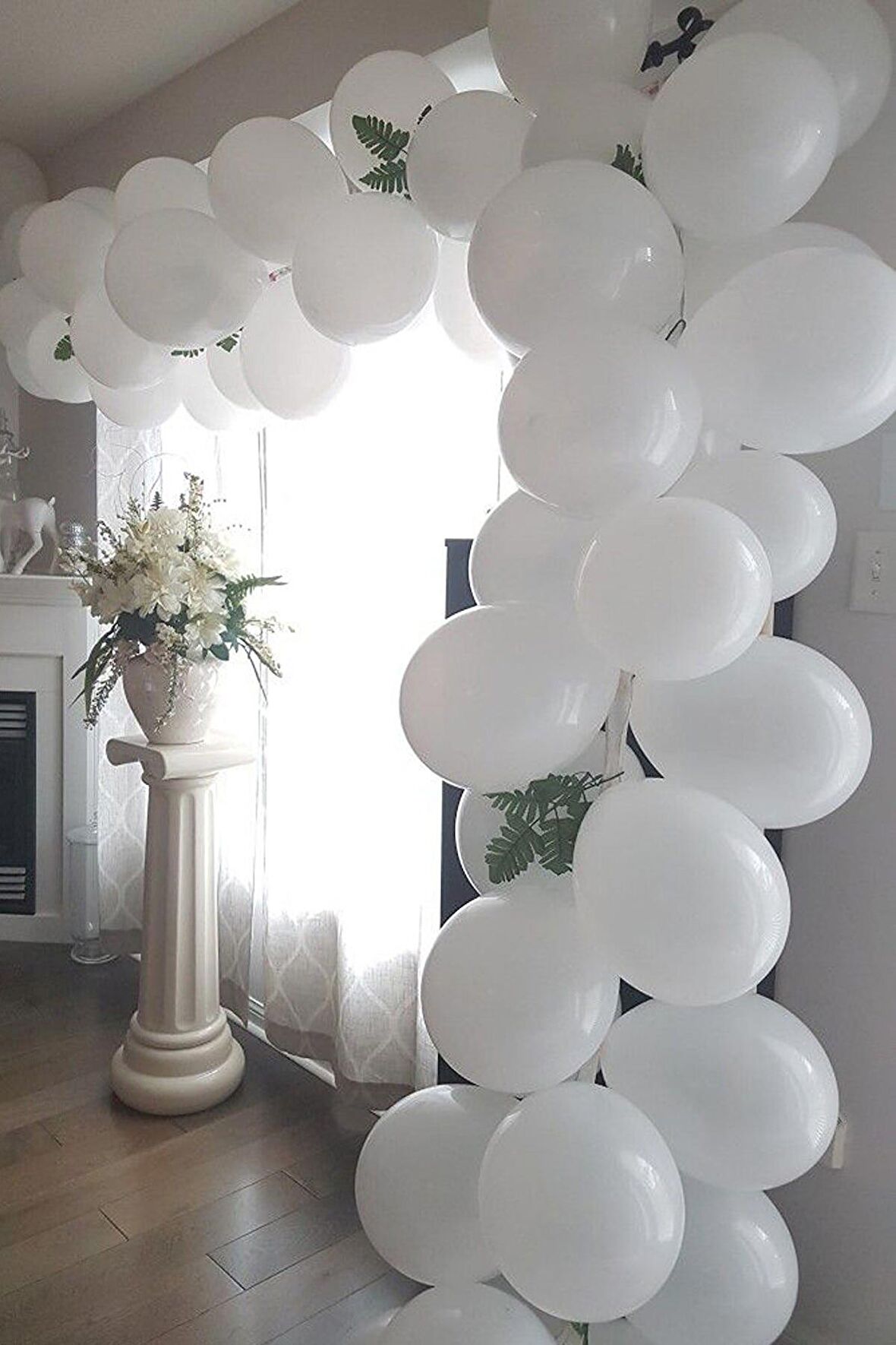 Pastel Beyaz Balon Düğün Zinciri 100 adet + 5 mt balon zinciri