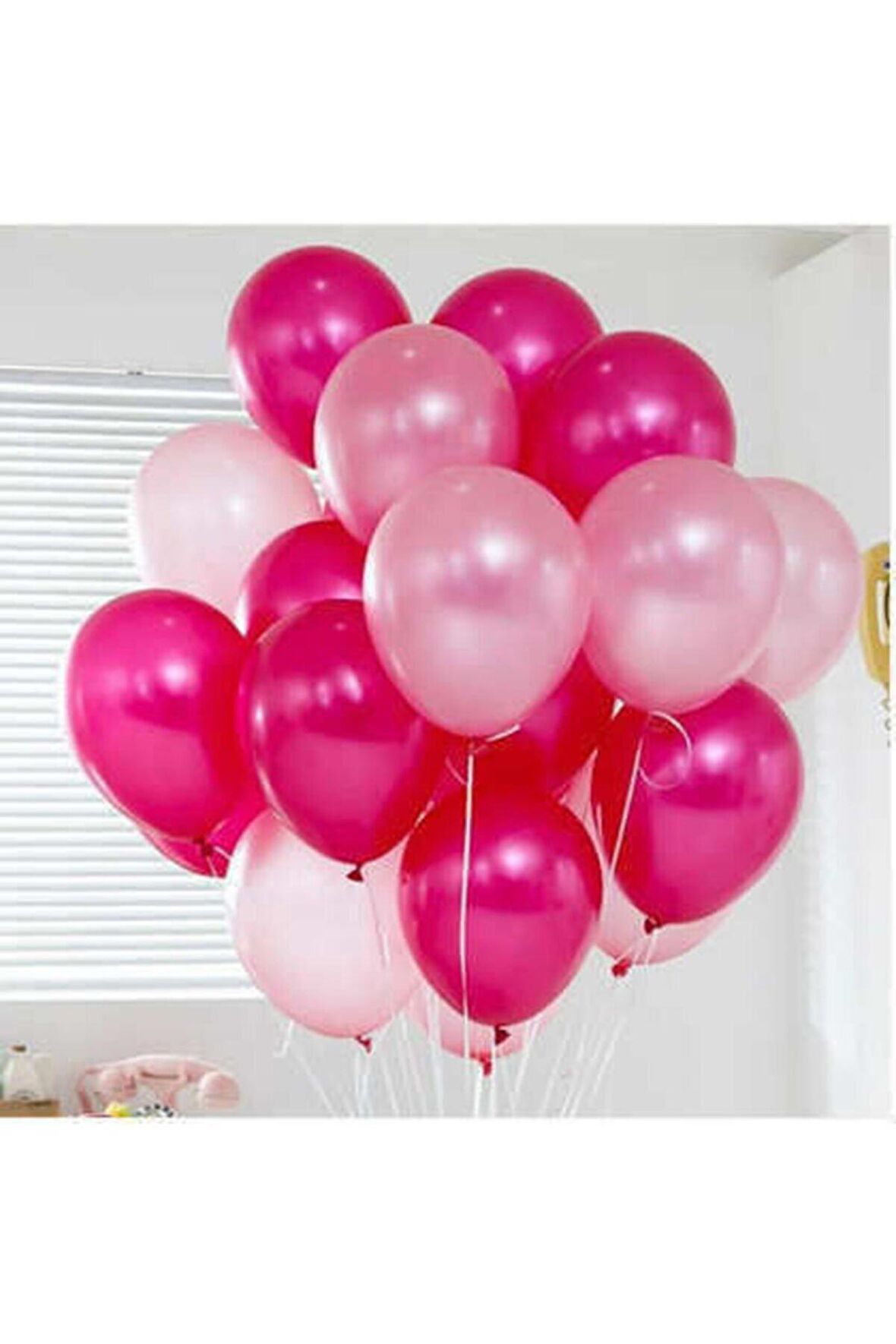 Fuşya - Pembe Karışık Metalik Balon 100 adet + 5 mt balon zinciri