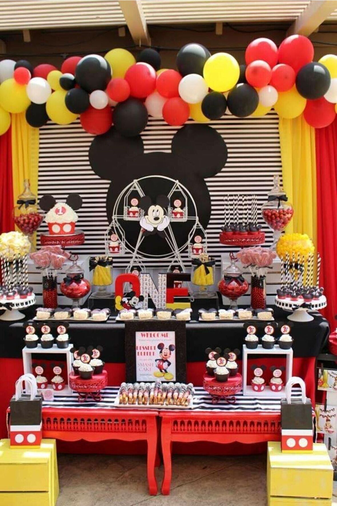 50 Adet 12 Inç Metalik Balon + 5 mt Balon Zinciri Mıckey Mouse Konsept Doğum Günü