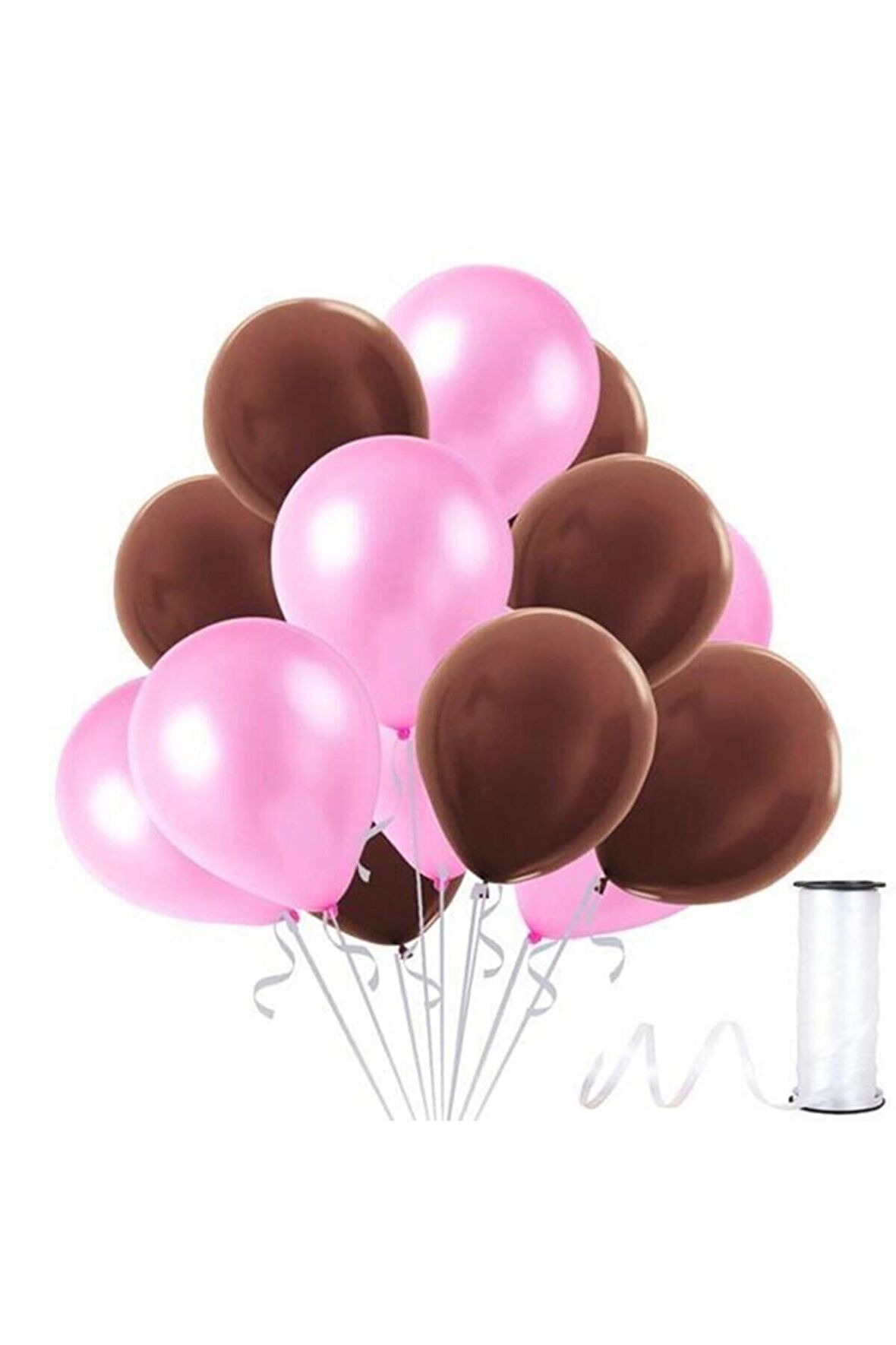 Kahverengi - Pembe Metalik Balon 50 Adet+ 5 mt balon zinciri