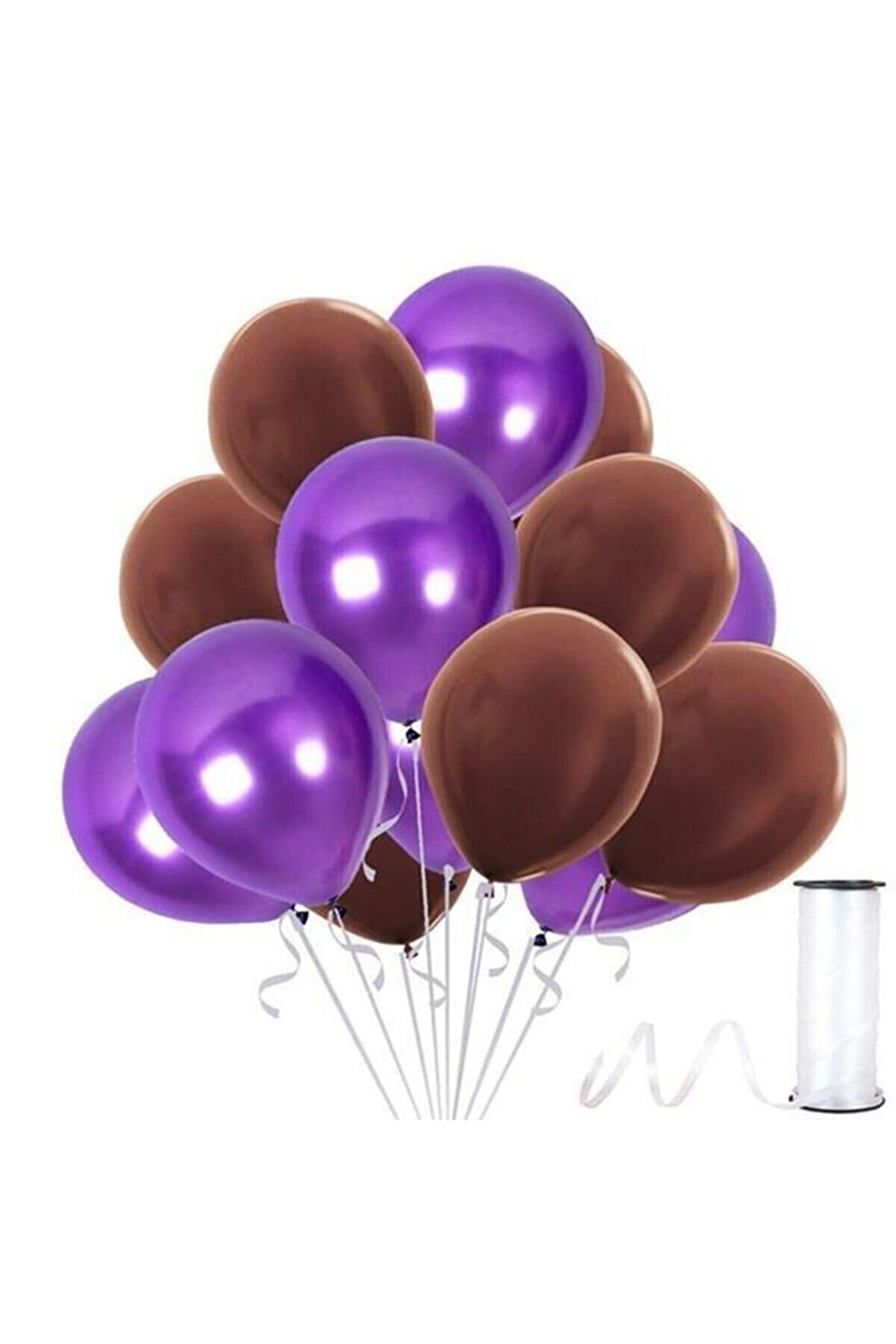 Kahverengi - Mor Metalik Balon 50 Adet+ 5 mt balon zinciri