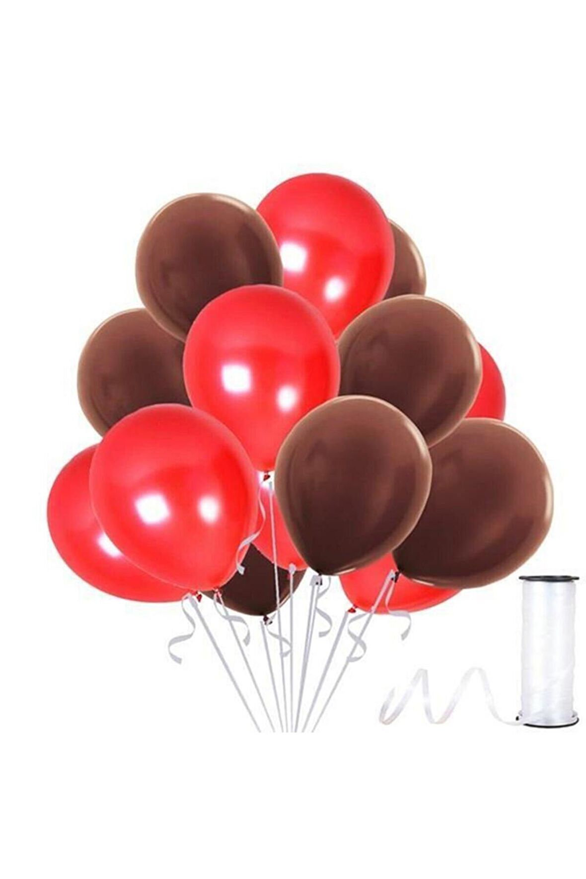 Kahverengi - Kırmızı Metalik Balon 50 Adet+ 5 mt balon zinciri