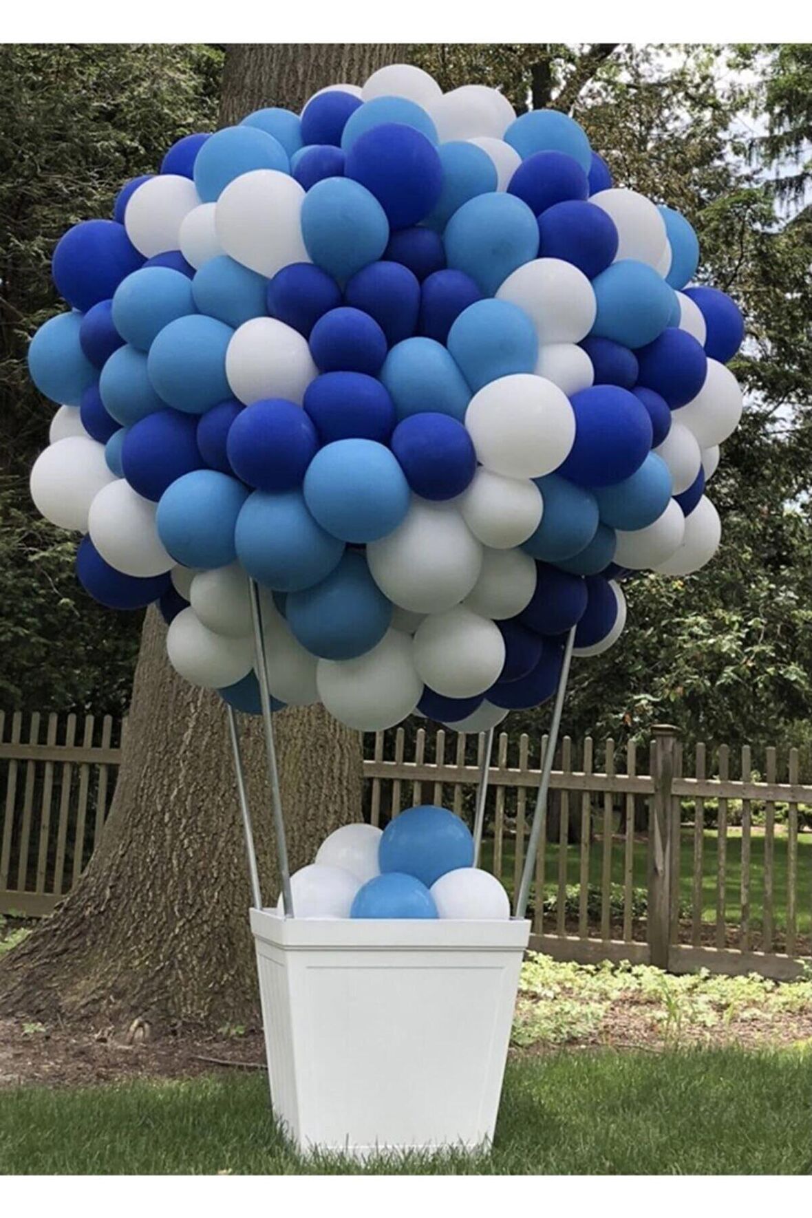Pastel Beyaz-Açık Mavi-Koyu mavi Balon Zinciri 50 adet  + 5 mt balon zinciri