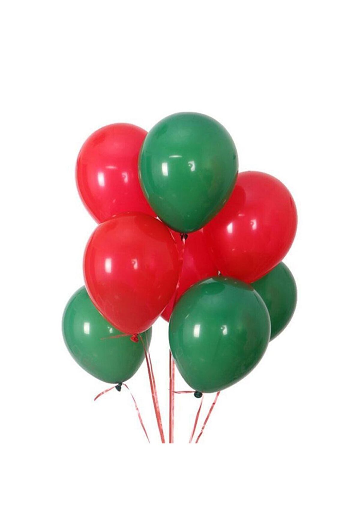Yılbaşı Latex Balon Pastel Koyu Yeşil Kırmızı 50 Adet + 5 mt balon zinciri