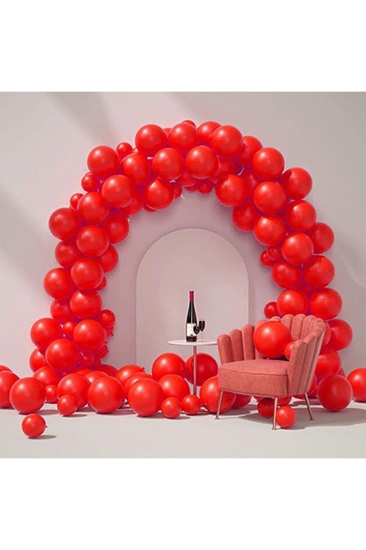 Kırmızı Pastel Zincir Balon Seti 70 adet + 5 mt balon zinciri