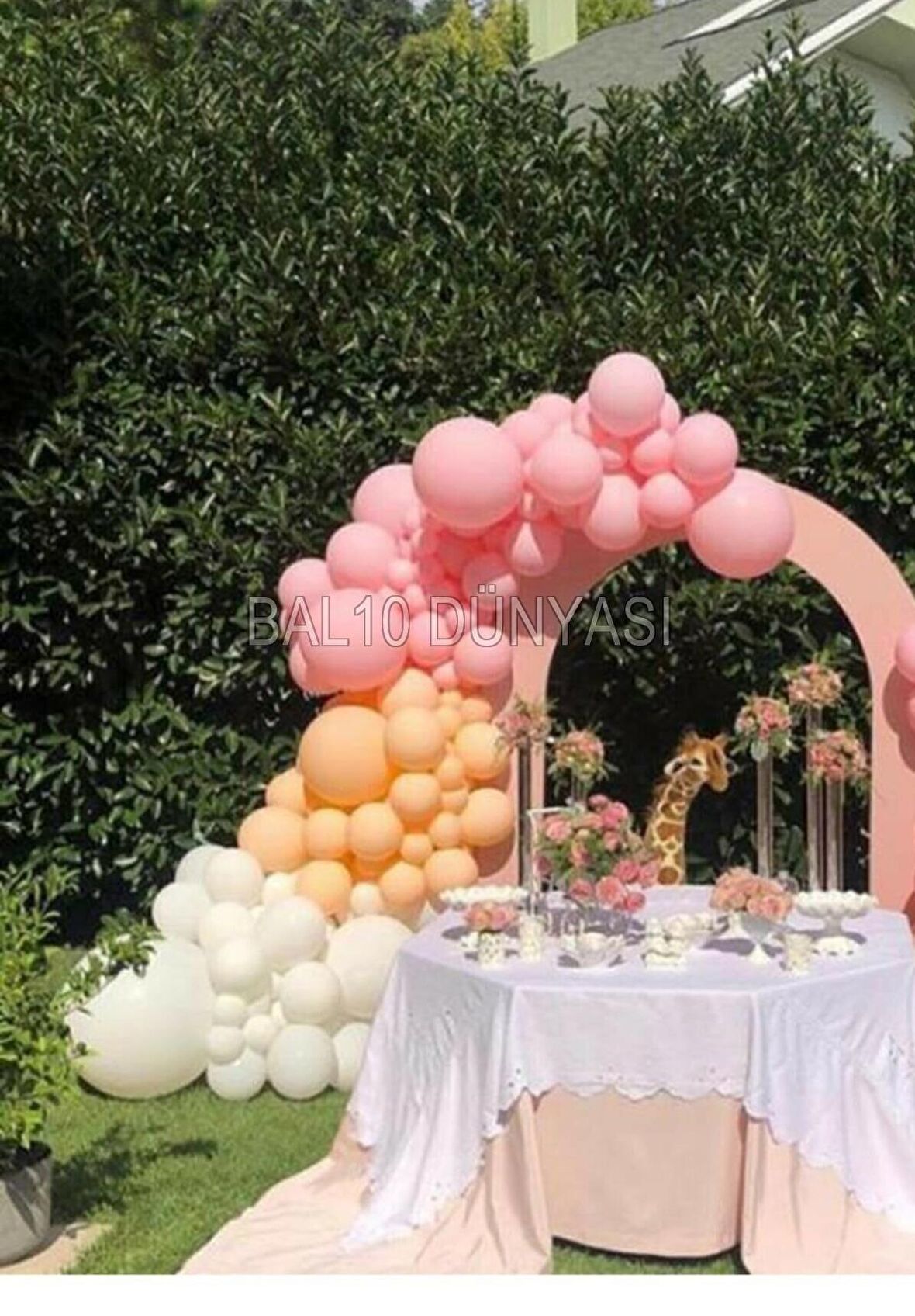 Pembe Beyaz ve Ten Rengi Balon Zinciri 70 Adet+5 mt balon zinciri