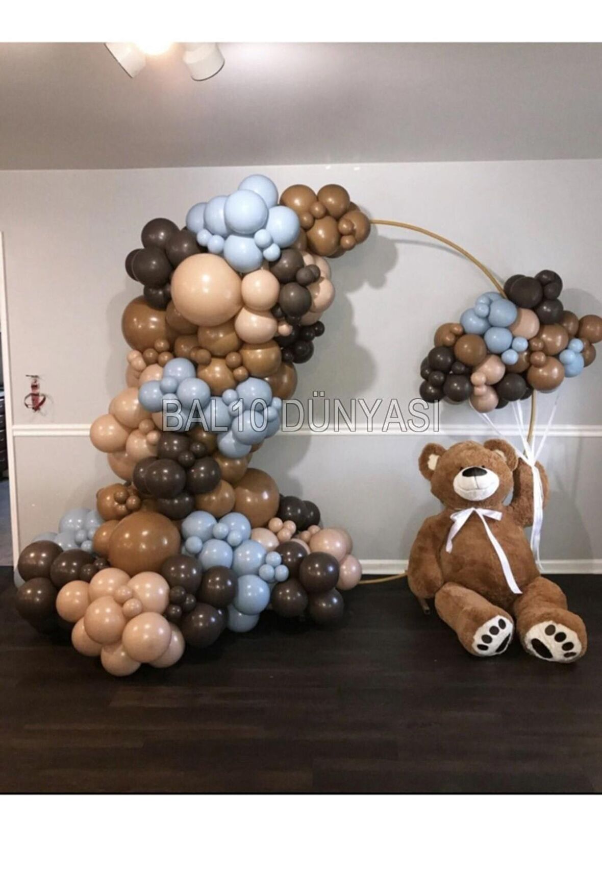 Karamel Ten Çikolata kahve Mavi Pastel Renk Balon Zinciri 70 Adet+5 mt balon zinciri