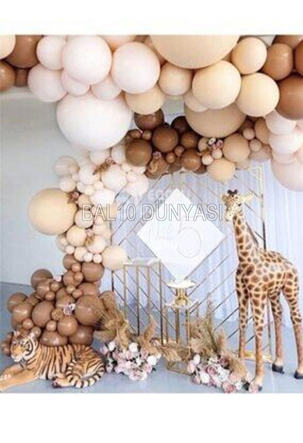 Karamel Ten Çikolata kahve Beyaz Pastel Renk Balon Zinciri 70 Adet+5 mt balon zinciri