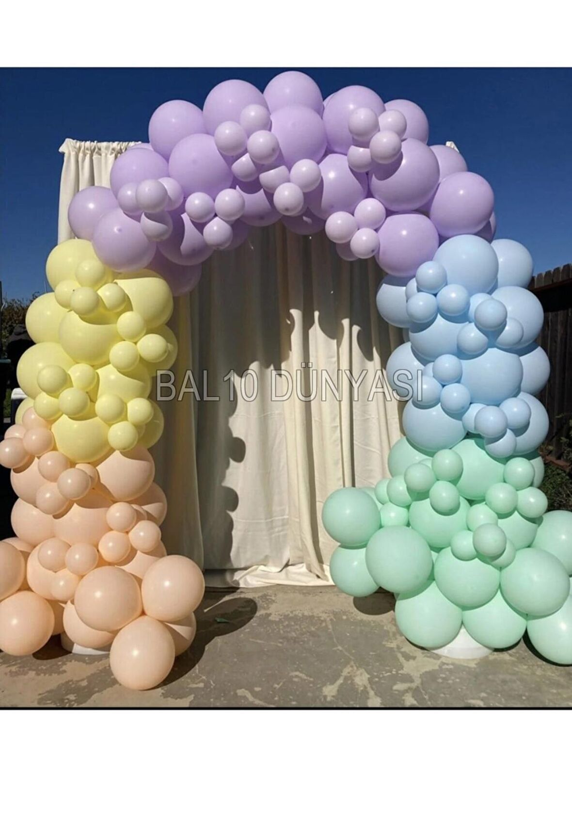 Mint Yeşili-Ten-Lila-Sarı ve Mavi Renk Balon Zinciri 70 Adet+5 mt balon zinciri
