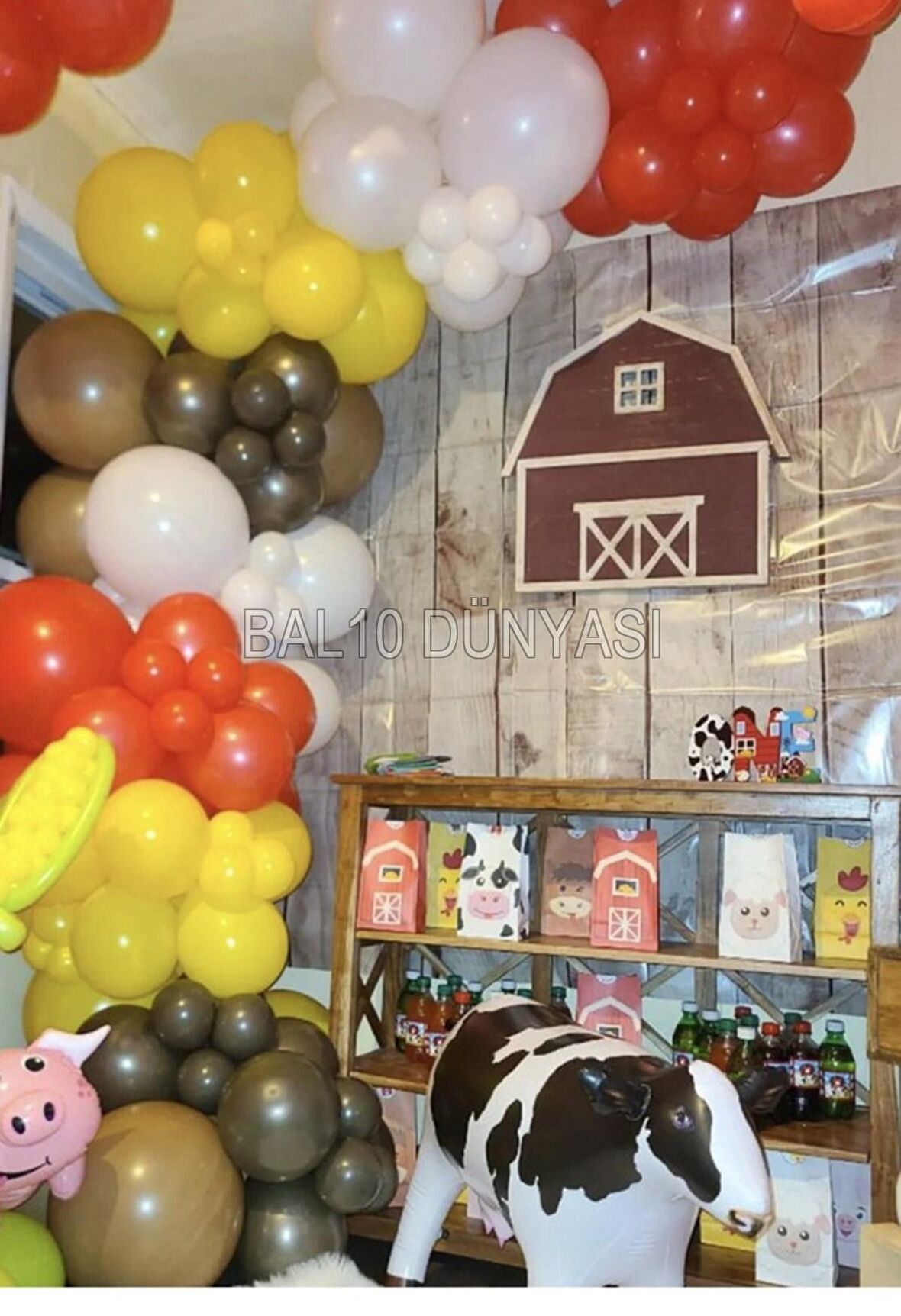 Sarı-Kırmızı-Beyaz-Karamel-Turuncu-Kahve Renk Balon Zinciri 70 Adet+5 mt balon zinciri
