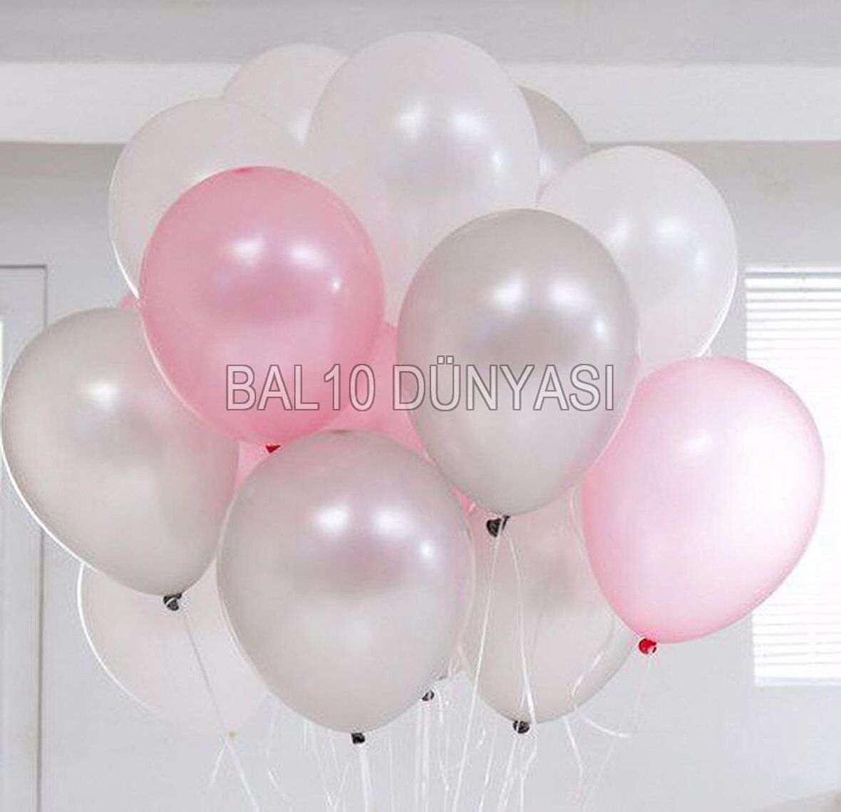 Pembe-Gümüş-Beyaz Balon Seti 50 Adet