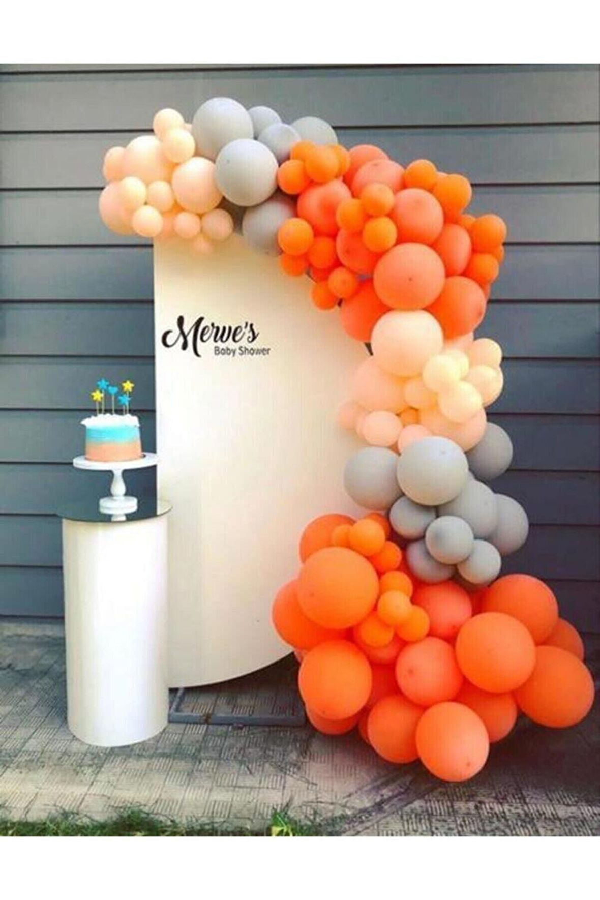 Pastel Turuncu-Ten- Gri Balon 5100 Adet + 5 Mt. Balon Zinciri