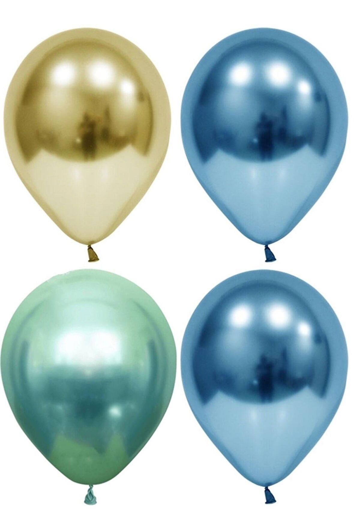 Altın-yeşil-mavi Krom Balon 30 Adet