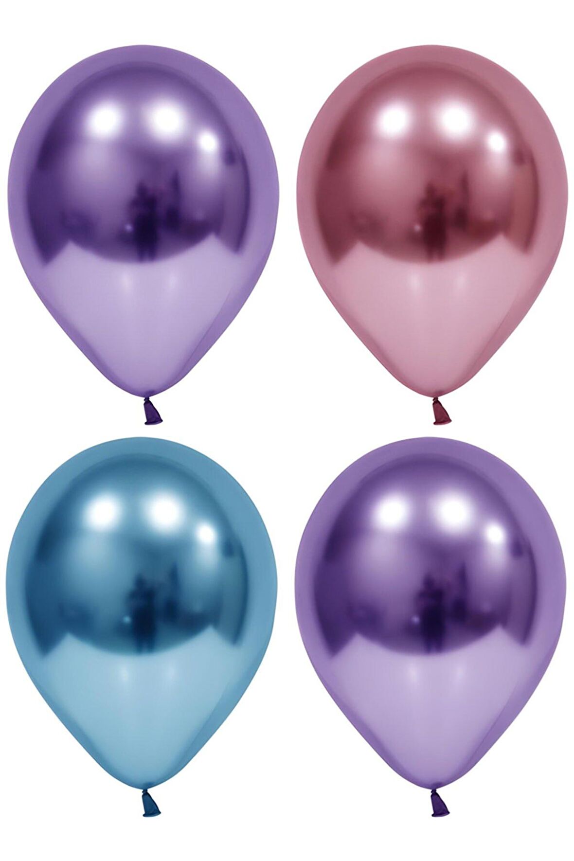Mavi-pembe-mor Krom Balon 30 Adet