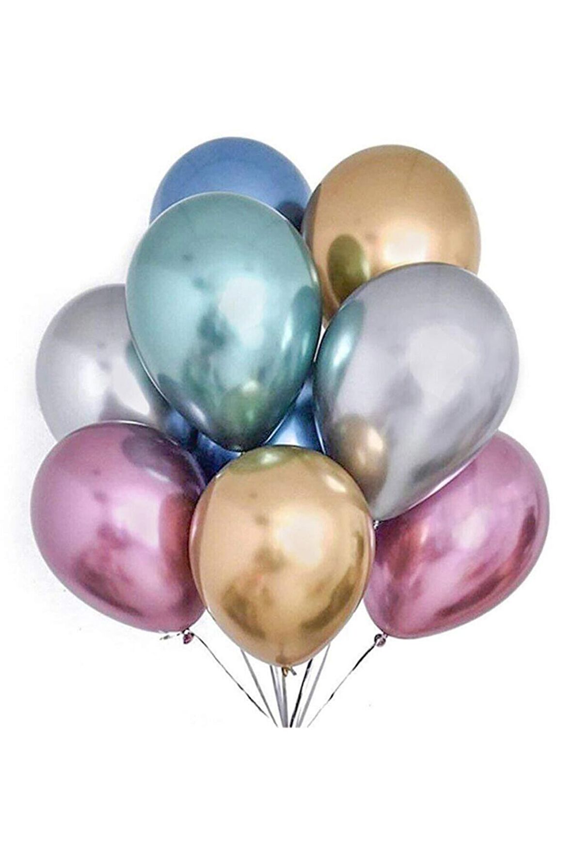 Krom Balon Metalik Parlak Karışık 50 Adet