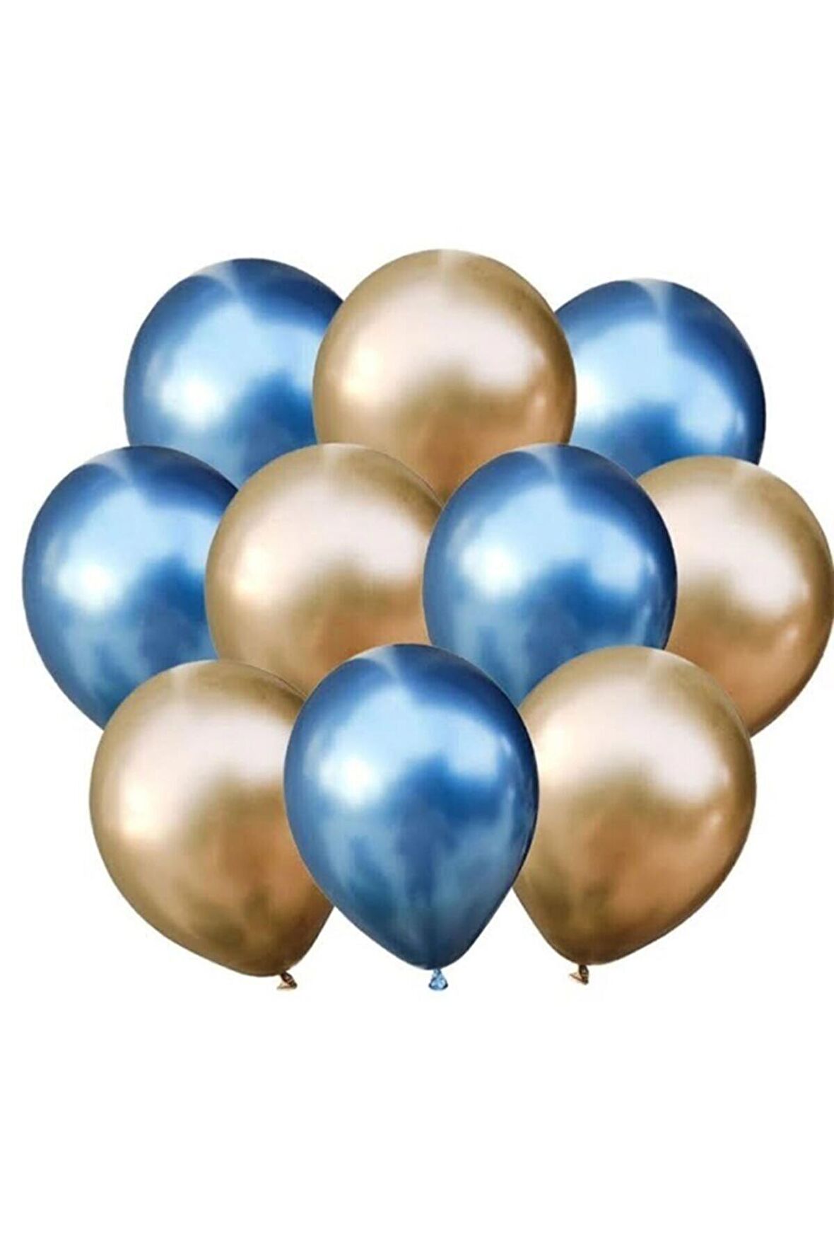 Altın-mavi Krom Balon 30 Adet