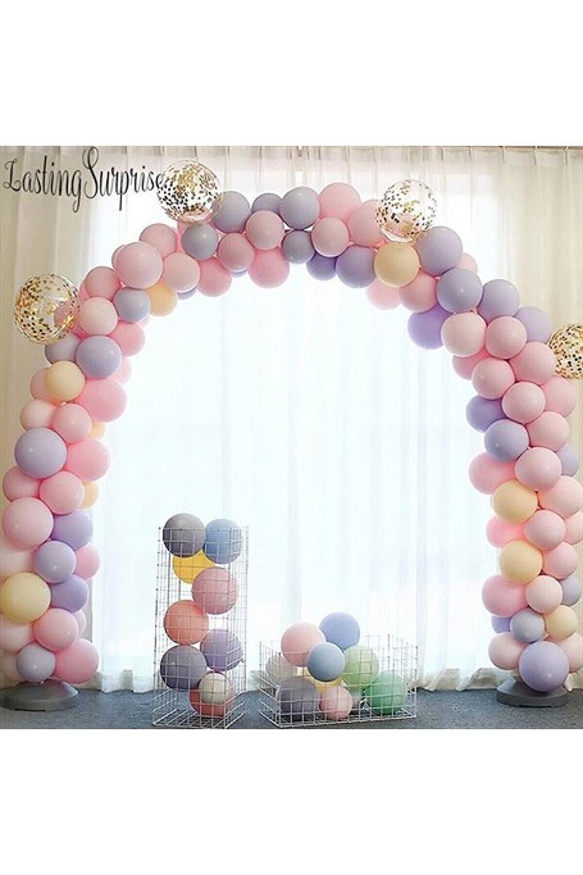 Makaron Soft Balon Seti 70 Adet Karışık Renk Pastel Balon + 5 mt.Balon Zinciri
