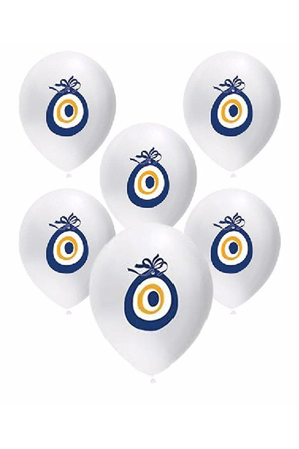Nazar Boncuklu Beyaz Maşallah Balon 10 Adet 