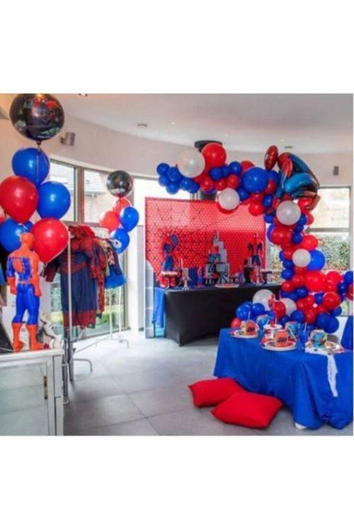 Spiderman Renkleri Kırmızı,mavi,beyaz Balon ve 5 Metre Balon zinciri  50 Adet