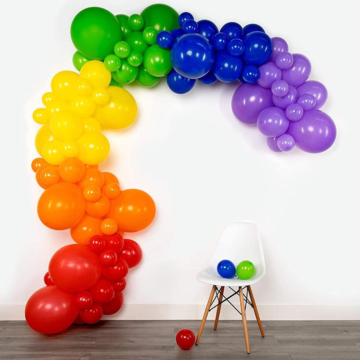 Kırmızı-Turuncu-Sarı-Açık Yeşil-Koyu Mavi-Mor Balon Seti 100 Adet